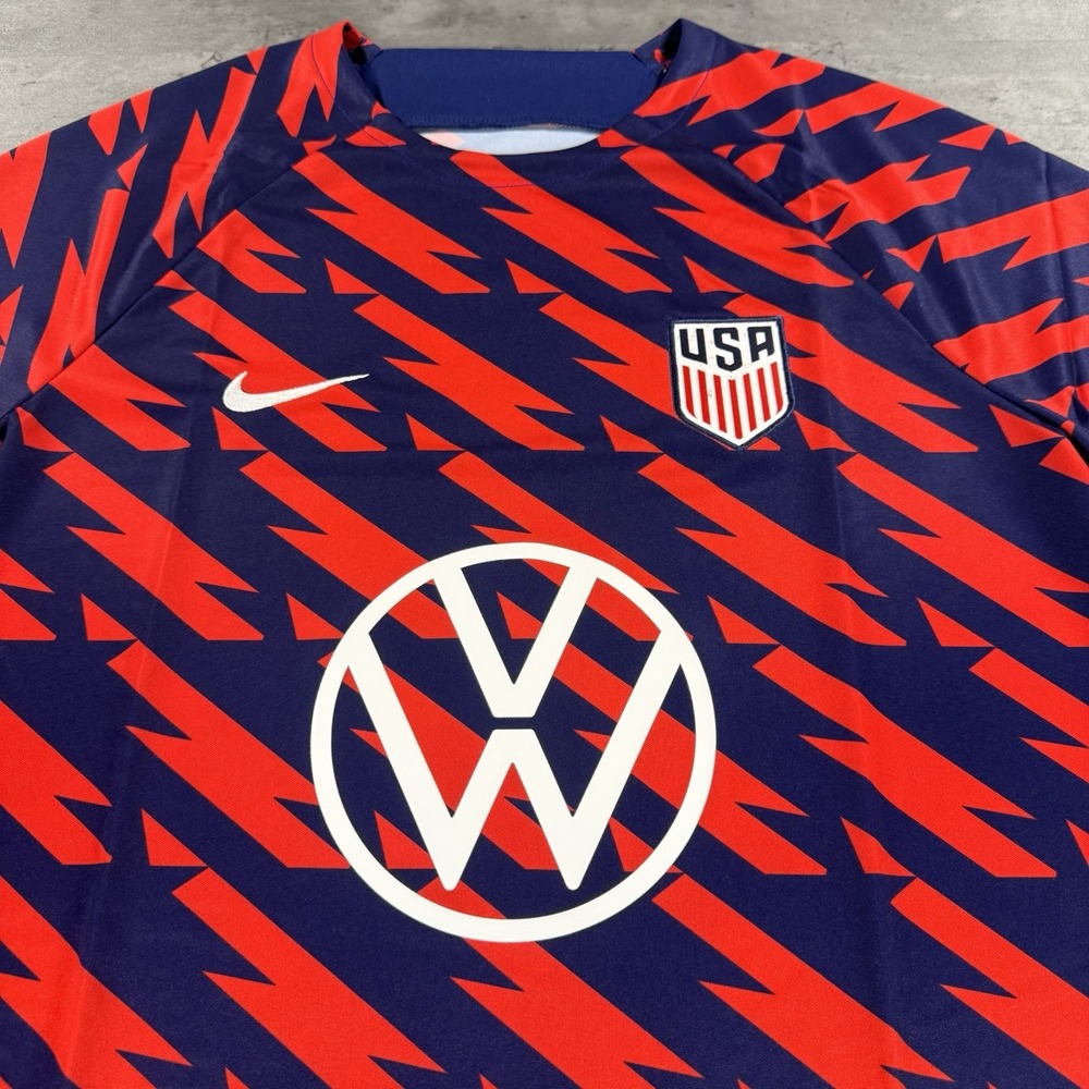 Nike USA Soccer Jersey Men XL Blue Red Pre‎ Match Kit VW Volkswagen Football - Picture 10 of 13